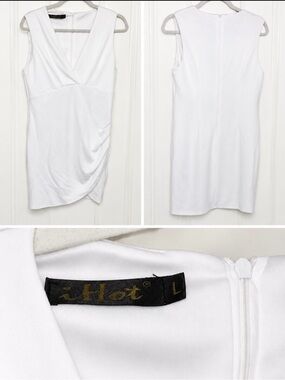 iHot White Sleeveless Wrap Front Dress